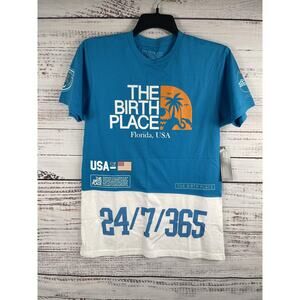 The Birth Place Shirt Men's Size M Blue White Florida USA 24/7/365 Graphic Tee